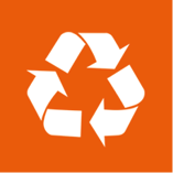 Orangenes Icon mit Recycling-Zeichen