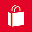 Rotes Icon mit Einkaufstasche